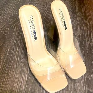 Fashion Nova shoes size 5.5. Brand new never worn. Nude and clear.